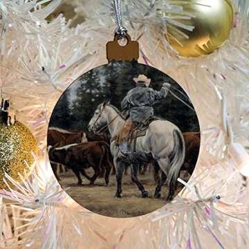 GRAPHICS & MORE Ranch Cowboy Cattle Drive Roundup Wood Christmas Tree Holiday Ornament