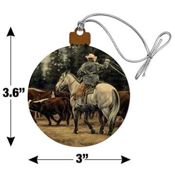 GRAPHICS & MORE Ranch Cowboy Cattle Drive Roundup Wood Christmas Tree Holiday Ornament