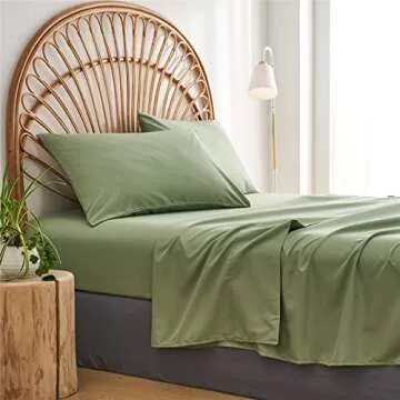 Sage Green Tufted Comforter Set Full Size 7 Piece Bed in a Bag, Shabby Chic Boho Comforter and Sheet Set, Pom Pom Textured Bed Set, All Season Soft Microfiber Complete Bedding Set(Green,Full)