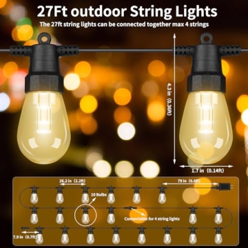27FT Color Changing Outdoor String Lights with App Control