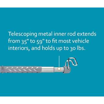 High Road Heavy Duty Car Clothes Hanger Bar with No-Slip Dividers, Steel Universal Fit Rods and Soli...