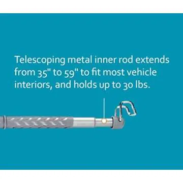 High Road Heavy Duty Car Clothes Hanger Bar with No-Slip Dividers, Steel Universal Fit Rods and Soli...