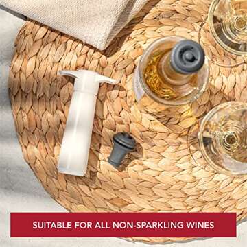 Vacu Vin Wine Saver Pump White with Vacuum Wine Stopper - Keep Your Wine Fresh for up to 10 Days - 1 Pump 2 Stoppers - Reusable - Made in the Netherlands