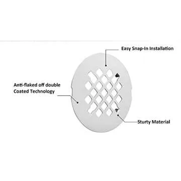 Artiwell 4-1/4” OD Snap-in Shower Drain Cover, Round Shower Drain Strainer Grid, Replacement Cover, Designed for Long-Lasting(Chrome Plated)