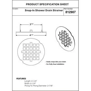 Artiwell 4-1/4” OD Snap-in Shower Drain Cover, Round Shower Drain Strainer Grid, Replacement Cover, Designed for Long-Lasting(Chrome Plated)