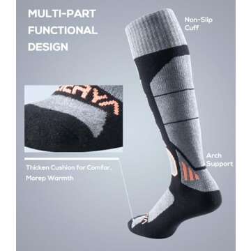 WEIERYA Merino Wool Ski Socks for Winter Sports