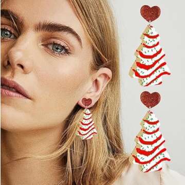 Acrylic Holiday Earrings Colourful Cake Earrings for Christmas Jewelry for Women