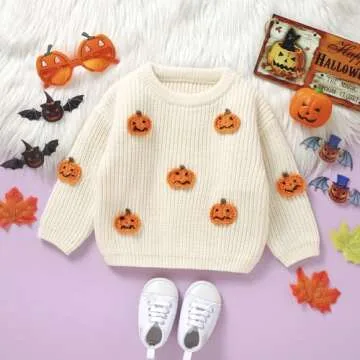 Lnzyyephy Chunky Knit Pumpkin Baby Outfit for Halloween
