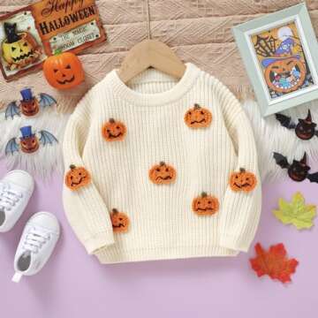 Lnzyyephy Chunky Knit Pumpkin Baby Outfit for Halloween