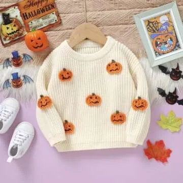 Lnzyyephy Chunky Knit Pumpkin Baby Outfit for Halloween