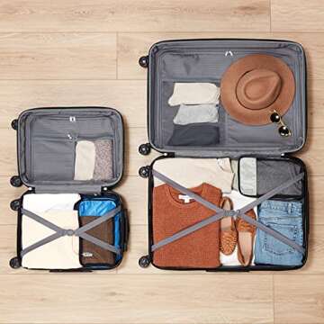 Amazon Basics 2-Piece Luggage Set (21", 30"), Hardshell Suitcases With Wheels, Expandable For Up to 25% More Space, With Scratch-Resistant Surface, Four Multi-directional Wheels, Navy Blue