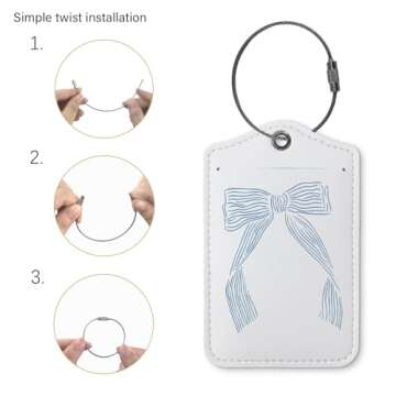 ZFQ Coquette Luggage Tags for Suitcases,Bow Preppy Luggage Tag,Bule Trendy 2 Pack Luggage Tags for T...