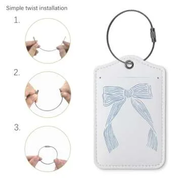 ZFQ Coquette Luggage Tags for Suitcases,Bow Preppy Luggage Tag,Bule Trendy 2 Pack Luggage Tags for T...