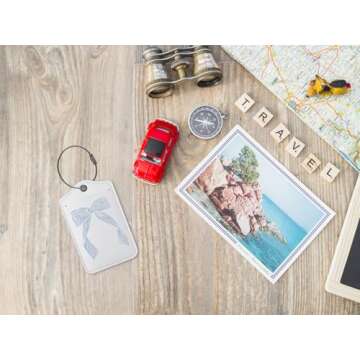 ZFQ Coquette Luggage Tags for Suitcases,Bow Preppy Luggage Tag,Bule Trendy 2 Pack Luggage Tags for Travel,Teen Girls Gifts Suitcase Tags