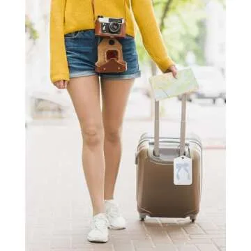 ZFQ Coquette Luggage Tags for Suitcases,Bow Preppy Luggage Tag,Bule Trendy 2 Pack Luggage Tags for Travel,Teen Girls Gifts Suitcase Tags