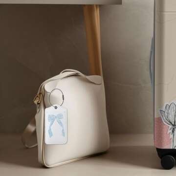 ZFQ Coquette Luggage Tags for Suitcases,Bow Preppy Luggage Tag,Bule Trendy 2 Pack Luggage Tags for Travel,Teen Girls Gifts Suitcase Tags