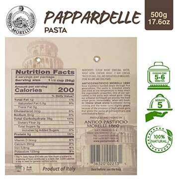 Morelli Organic Pappardelle Pasta Noodles - Imported Pasta from Italy, Wide pappardelle Noodles, Gou...