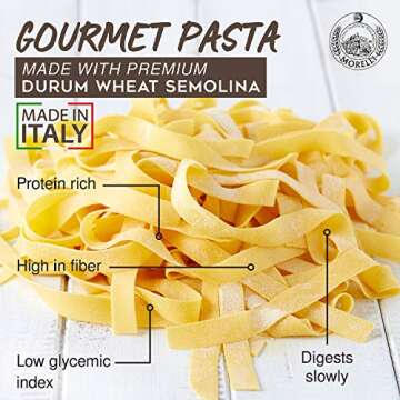 Morelli Organic Pappardelle Pasta Noodles - Imported Pasta from Italy, Wide pappardelle Noodles, Gourmet Italian Durum Wheat Salomina with Wheat Germ - 17.6oz (500g) - Pack of 2