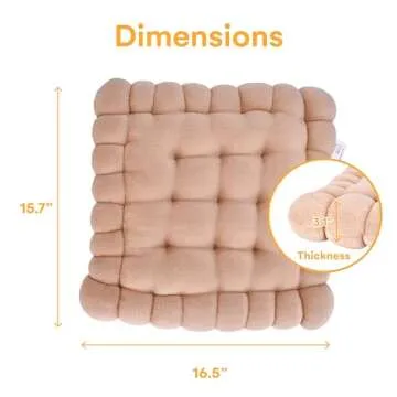 Noa Store Biscuit Cushion - Biscuit-Shaped Floor Cushions - Yoga Biscuit Pillow for Sitting on Floor - Foam Floor Lounger - Tufted Comfy Chair Pad - Foor Pillow - Brown
