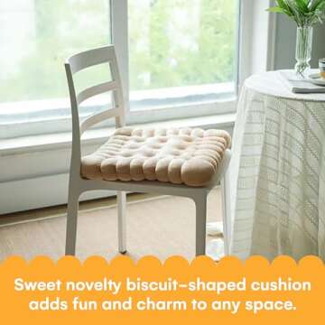 Noa Store Biscuit Cushion - Biscuit-Shaped Floor Cushions - Yoga Biscuit Pillow for Sitting on Floor - Foam Floor Lounger - Tufted Comfy Chair Pad - Foor Pillow - Brown