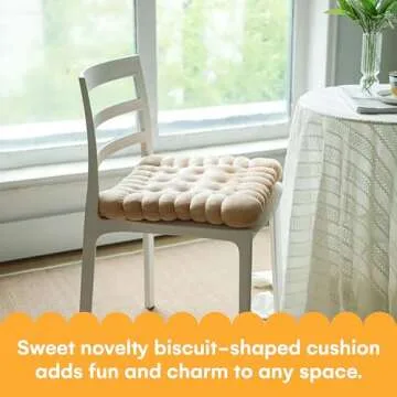 Noa Store Biscuit Cushion - Biscuit-Shaped Floor Cushions - Yoga Biscuit Pillow for Sitting on Floor - Foam Floor Lounger - Tufted Comfy Chair Pad - Foor Pillow - Brown