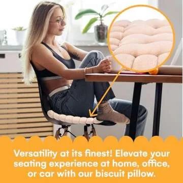 Noa Store Biscuit Cushion - Biscuit-Shaped Floor Cushions - Yoga Biscuit Pillow for Sitting on Floor - Foam Floor Lounger - Tufted Comfy Chair Pad - Foor Pillow - Brown