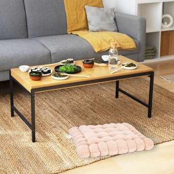 Noa Store Biscuit Cushion - Biscuit-Shaped Floor Cushions - Yoga Biscuit Pillow for Sitting on Floor - Foam Floor Lounger - Tufted Comfy Chair Pad - Foor Pillow - Brown