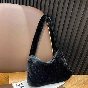 YFGBCX Plush Underarm Bag, Ladies Fluffy Shoulder Bag, Women Y2K Furry Purse Fluffy Tote Bag for Autumn and Winter