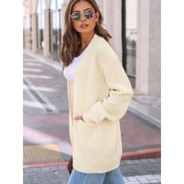 LILLUSORY Womens Cardigan Sweater Fall Fashion Outfits Clothes 2024 Teacher Long Oversized Winter Chunky Knit Winter Clothing Apricot