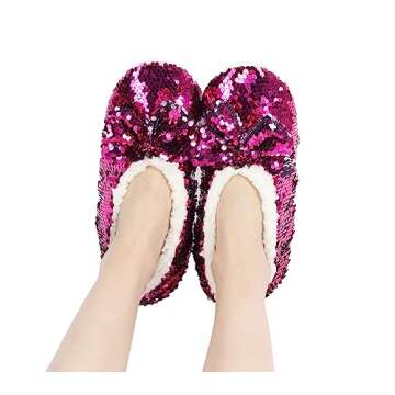 Panda Bros Womens Sequin Slippers for Cozy Comfort