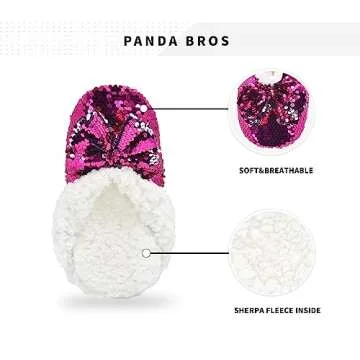 Panda Bros Womens Sequin Slippers for Cozy Comfort