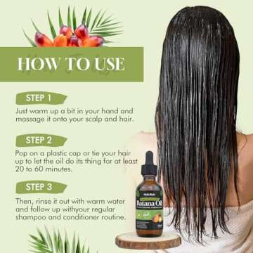 Batana Oil for Hair Growth Organics 100% Natural Pure Batana Hair Oil Batana Oil Nourishes Damaged Hair to Prevent Hair Loss Natural Hair Growth Oil and Conditioner Batana Hair Oil 2.02 Fl Oz