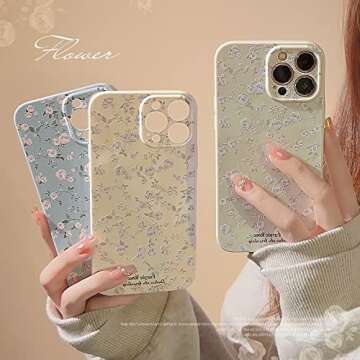 Ownest Compatible with iPhone 14 Case Vintage Floral Rose Pattern Cute Design for Women Girls Fashion Slim Soft Flexible TPU Rubber for iPhone 14-White