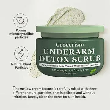 Armpit Detox and Body Scrub 8.8oz || with Peppermint and Aloe Vera for Odors Removing, Exfoliating, ...