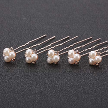 18 Pcs Pearl Hair Pins Bridal Hair Accessories Pearl Crystal Bobby Bridal Hairpin Wedding Hair Accessories Pearl Hair Pins for Brides Bridesmaids Flower Women Girls