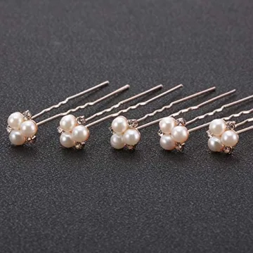 18 Pcs Pearl Hair Pins Bridal Hair Accessories Pearl Crystal Bobby Bridal Hairpin Wedding Hair Accessories Pearl Hair Pins for Brides Bridesmaids Flower Women Girls