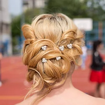 18 Pcs Pearl Hair Pins Bridal Hair Accessories Pearl Crystal Bobby Bridal Hairpin Wedding Hair Accessories Pearl Hair Pins for Brides Bridesmaids Flower Women Girls