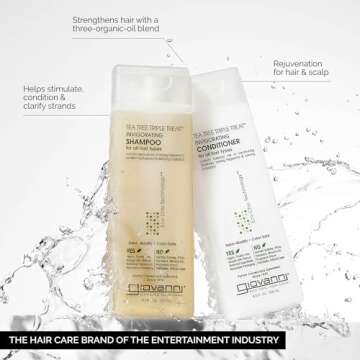 GIOVANNI Tea Tree Triple Treat Invigorating Shampoo & Conditioner Set - Cooling Peppermint, Eucalypt...