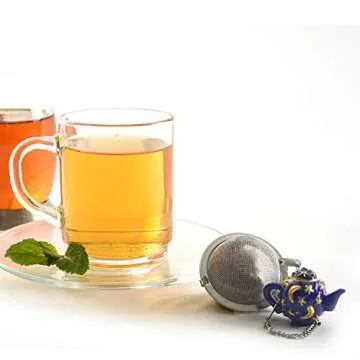 Norpro Stainless Steel 2-Inch Mesh Tea Infuser Ball with Teapot Weight for Effortless Brewing