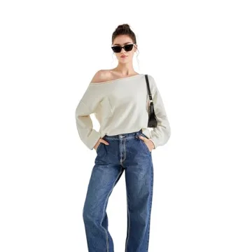 Sueksess Women Off The Shoulder Trendy Pullover Sweater - White