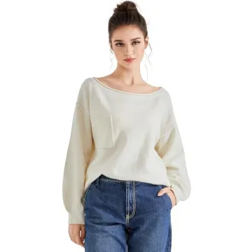 Sueksess Women Off The Shoulder Trendy Pullover Sweater - White