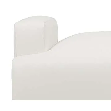 Iconic Home Carmel Bench Pebble Grain PU Leather Ottoman with Metal Frame, White