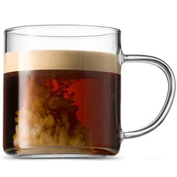 Lefonte Glass Coffee Mugs - 14oz Set of 4 Coffee Cups