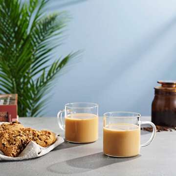 Lefonte Glass Coffee Mugs - 14oz Set of 4 Coffee Cups