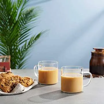 Lefonte Glass Coffee Mugs - 14oz Set of 4 Coffee Cups