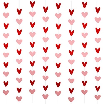 80 Heart Garland Red & Pink - Valentine's Day Hanging Decor