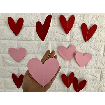 80 Heart Garland Red & Pink - Valentine's Day Hanging Decor