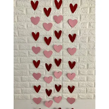 80 Heart Garland Red & Pink - Valentine's Day Hanging Decor