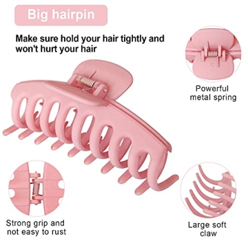 Durable 4 Pack Big Hair Claw Clips for Women and Girls