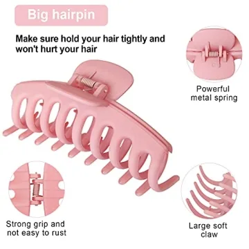 Durable 4 Pack Big Hair Claw Clips for Women and Girls